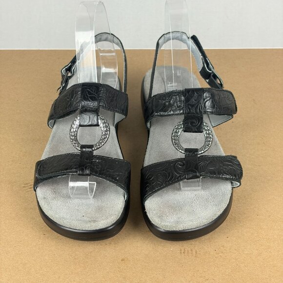 Alegria Julie Leather Slingback Sandals Womens 9 EU 39 Black Hook and Loop - Picture 2 of 10
